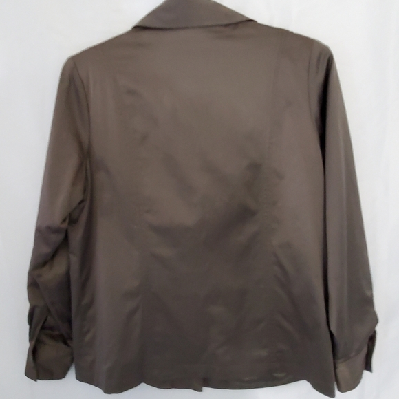 Linea Button Front Brown Jacket XL Women's Lined Notched Lapel Blazer Office - Picture 2 of 12